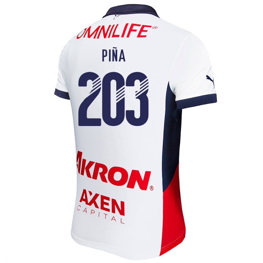 Niño Fútbol Camiseta Fernando Piña #203 Blanco Rojo Azul 2ª Equipación 2024/25 Argentina