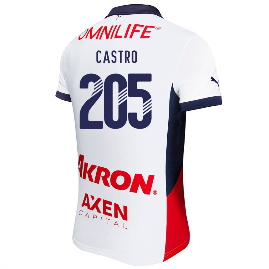 Niño Fútbol Camiseta Ariel Castro #205 Blanco Rojo Azul 2ª Equipación 2024/25 Argentina