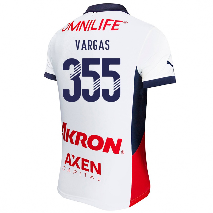 Niño Fútbol Camiseta Edgar Vargas #355 Blanco Rojo Azul 2ª Equipación 2024/25 Argentina