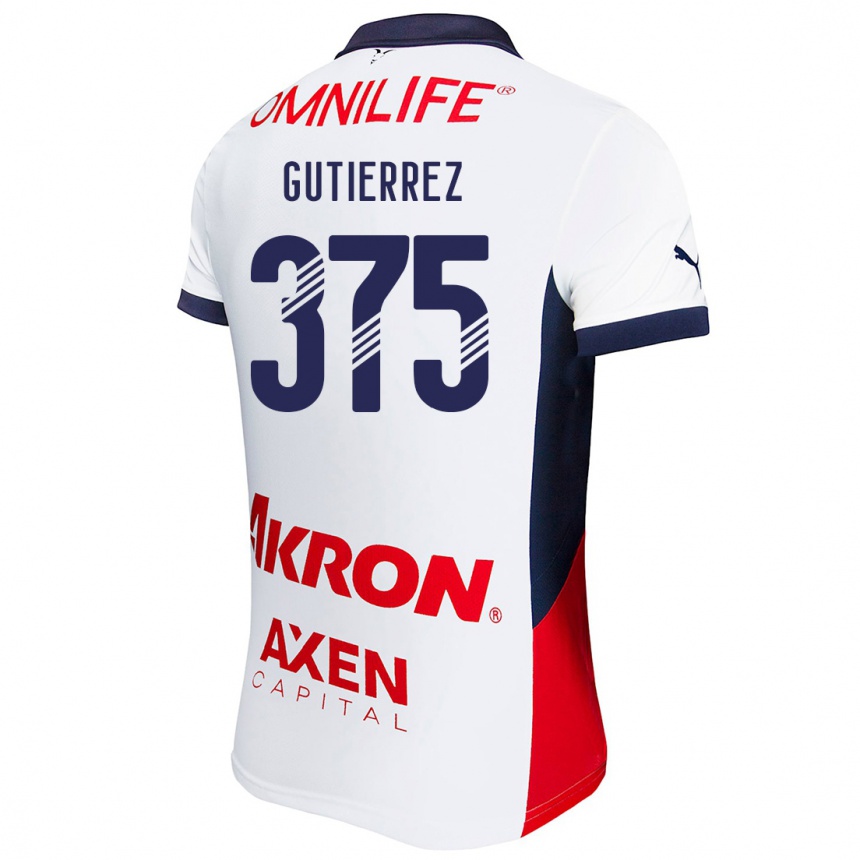 Niño Fútbol Camiseta Gerson Gutiérrez #375 Blanco Rojo Azul 2ª Equipación 2024/25 Argentina