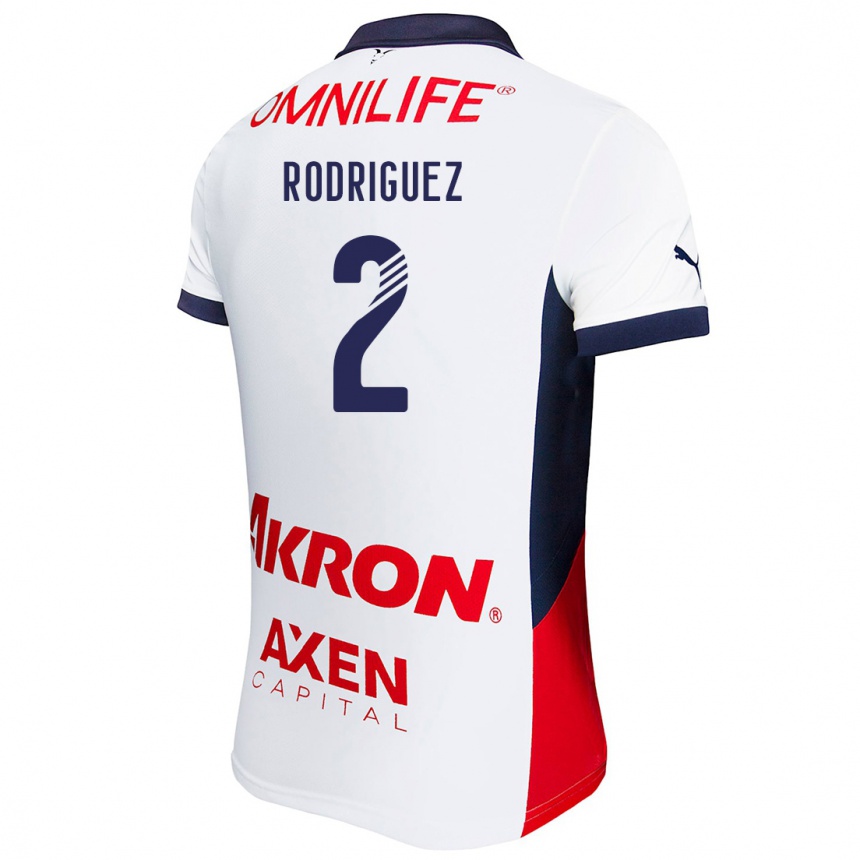 Niño Fútbol Camiseta Jaqueline Rodríguez #2 Blanco Rojo Azul 2ª Equipación 2024/25 Argentina