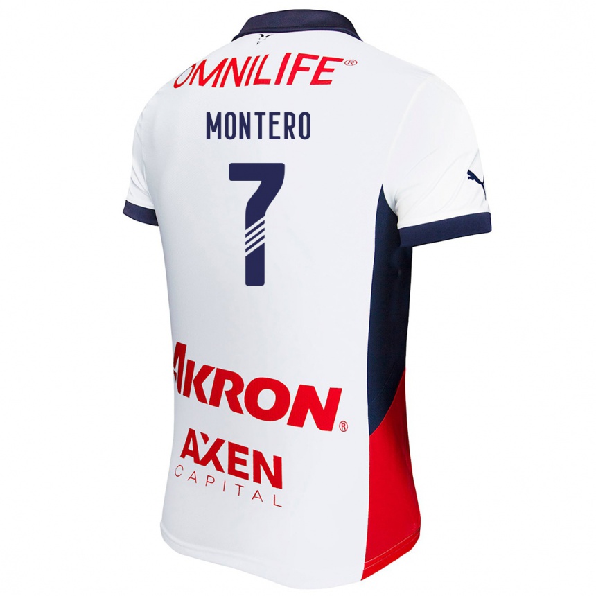 Niño Fútbol Camiseta Casandra Montero #7 Blanco Rojo Azul 2ª Equipación 2024/25 Argentina