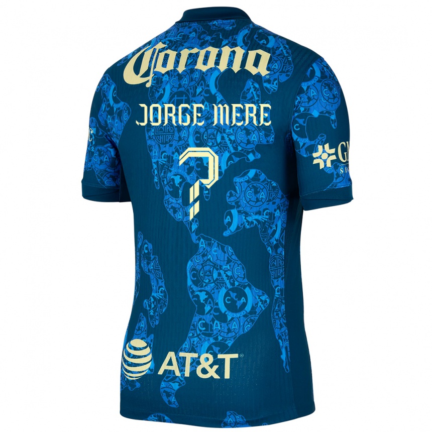 Niño Fútbol Camiseta Jorge Meré #0 Azul Amarillo 2ª Equipación 2024/25 Argentina