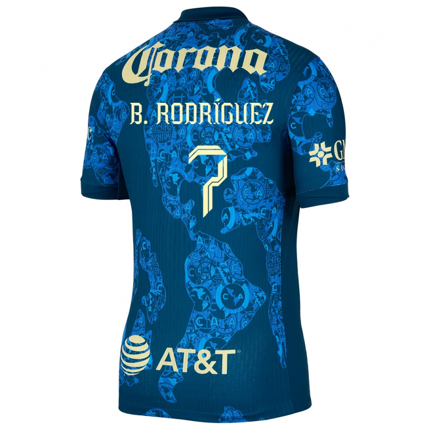 Niño Fútbol Camiseta Brian Rodríguez #7 Azul Amarillo 2ª Equipación 2024/25 Argentina