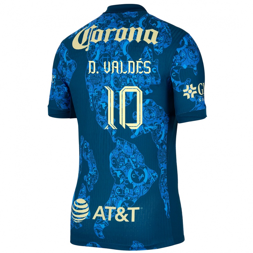 Niño Fútbol Camiseta Diego Valdés #10 Azul Amarillo 2ª Equipación 2024/25 Argentina