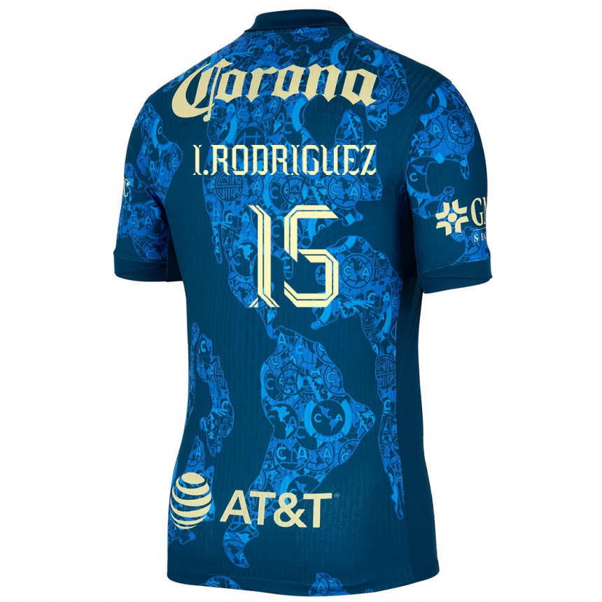 Niño Fútbol Camiseta Iván Rodríguez #15 Azul Amarillo 2ª Equipación 2024/25 Argentina