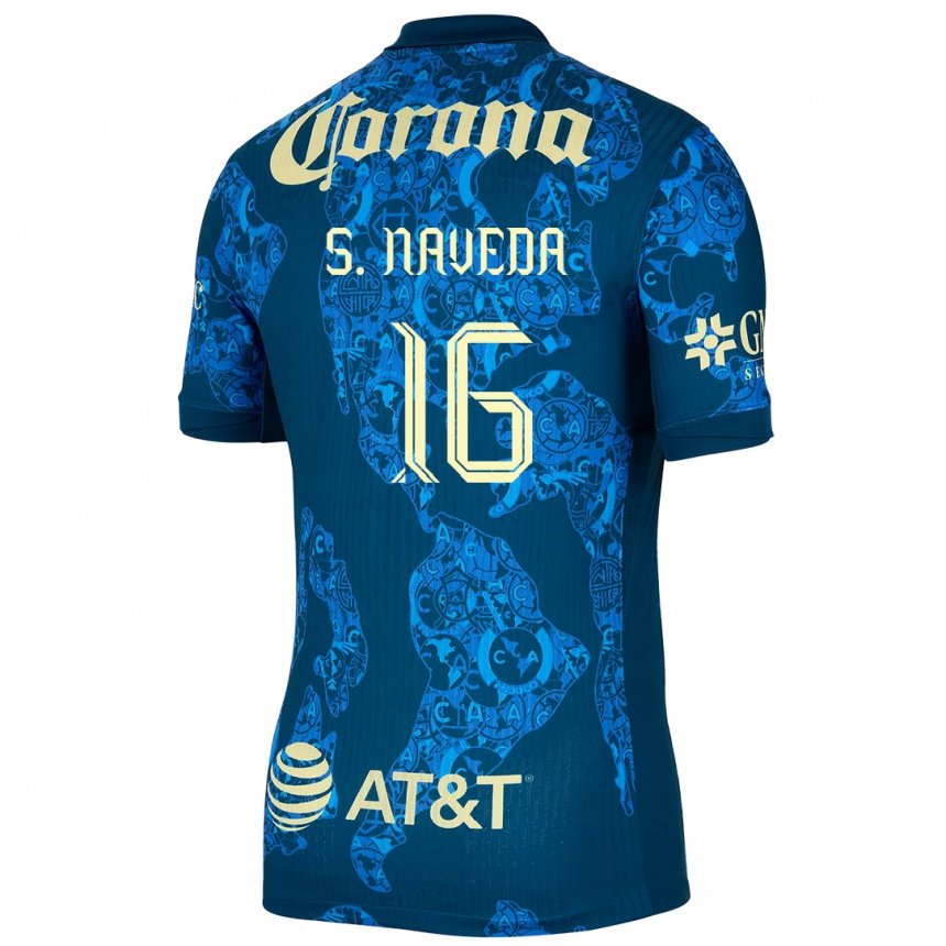 Niño Fútbol Camiseta Santiago Naveda #16 Azul Amarillo 2ª Equipación 2024/25 Argentina