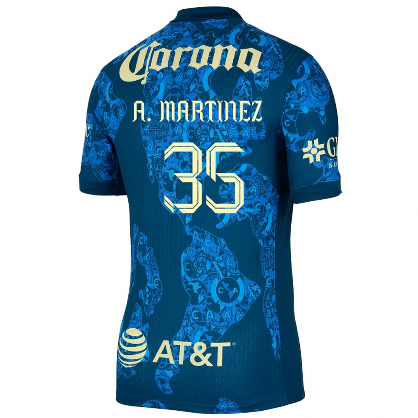 Niño Fútbol Camiseta Arturo Martínez #35 Azul Amarillo 2ª Equipación 2024/25 Argentina