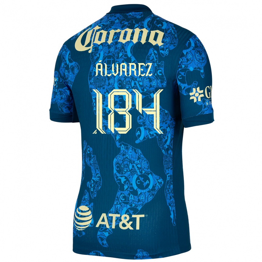 Niño Fútbol Camiseta Antonio Álvarez #184 Azul Amarillo 2ª Equipación 2024/25 Argentina