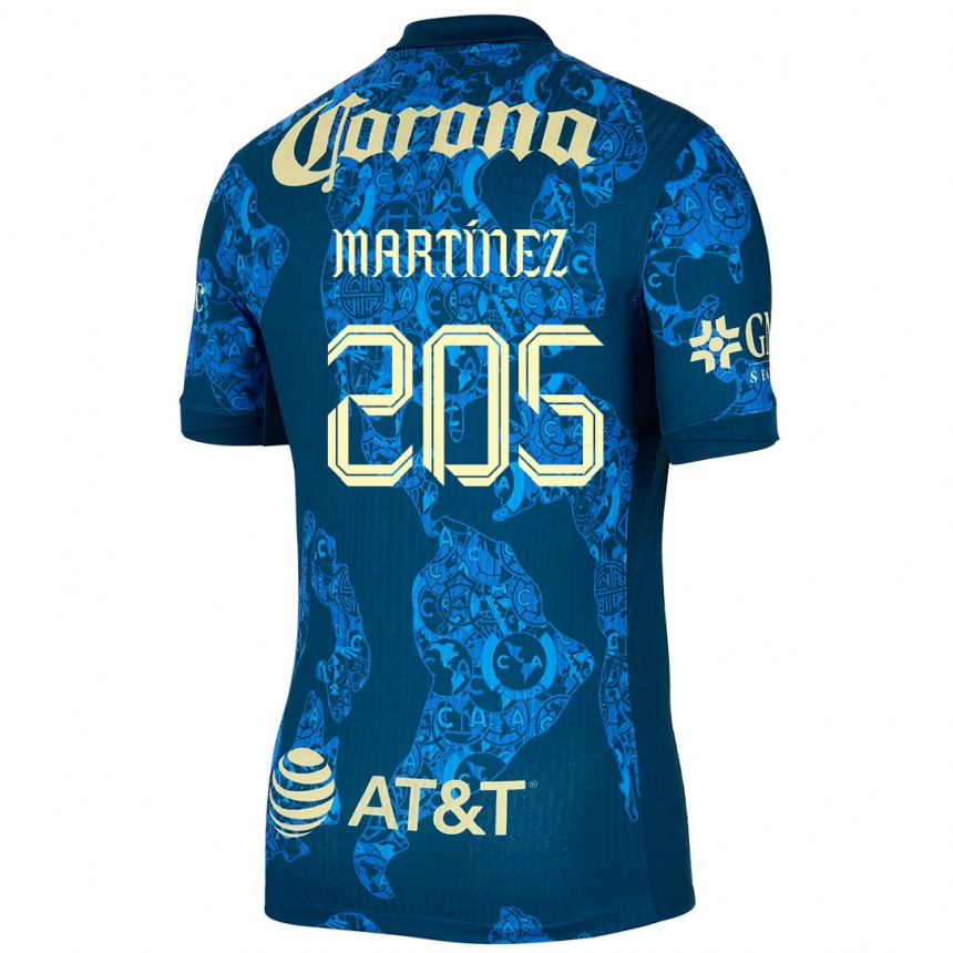 Niño Fútbol Camiseta Sebastián Martínez #205 Azul Amarillo 2ª Equipación 2024/25 Argentina