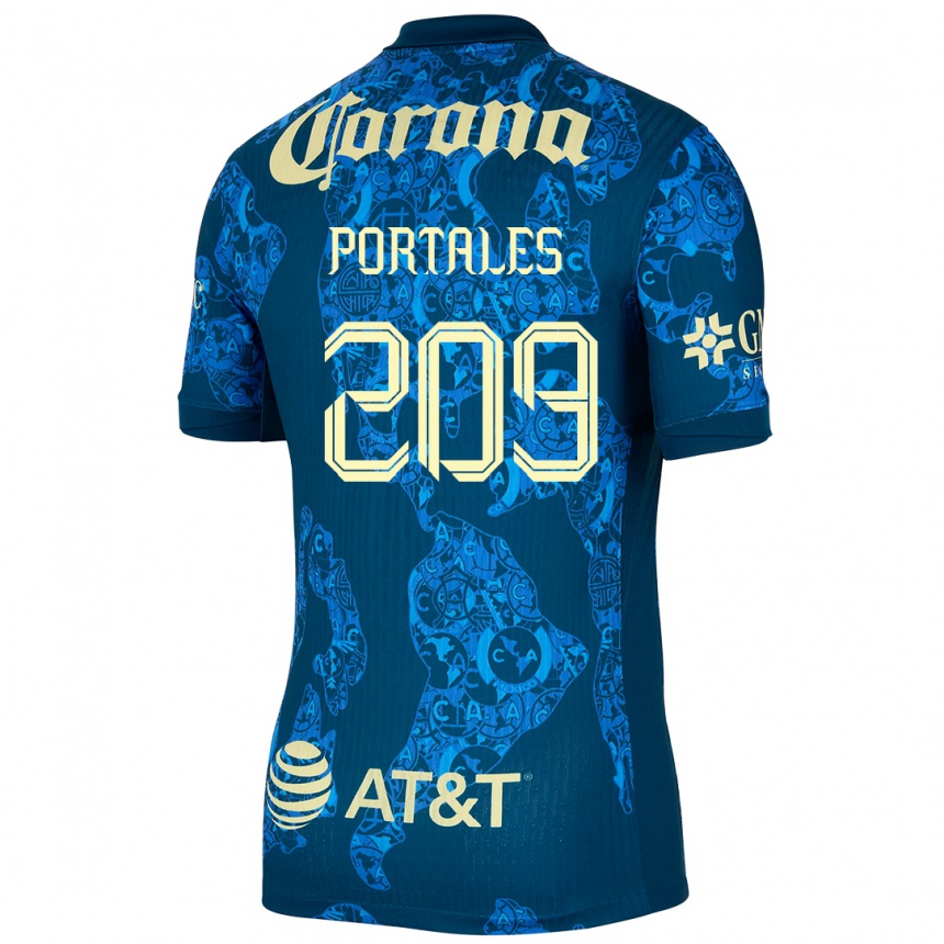 Niño Fútbol Camiseta Walter Portales #209 Azul Amarillo 2ª Equipación 2024/25 Argentina