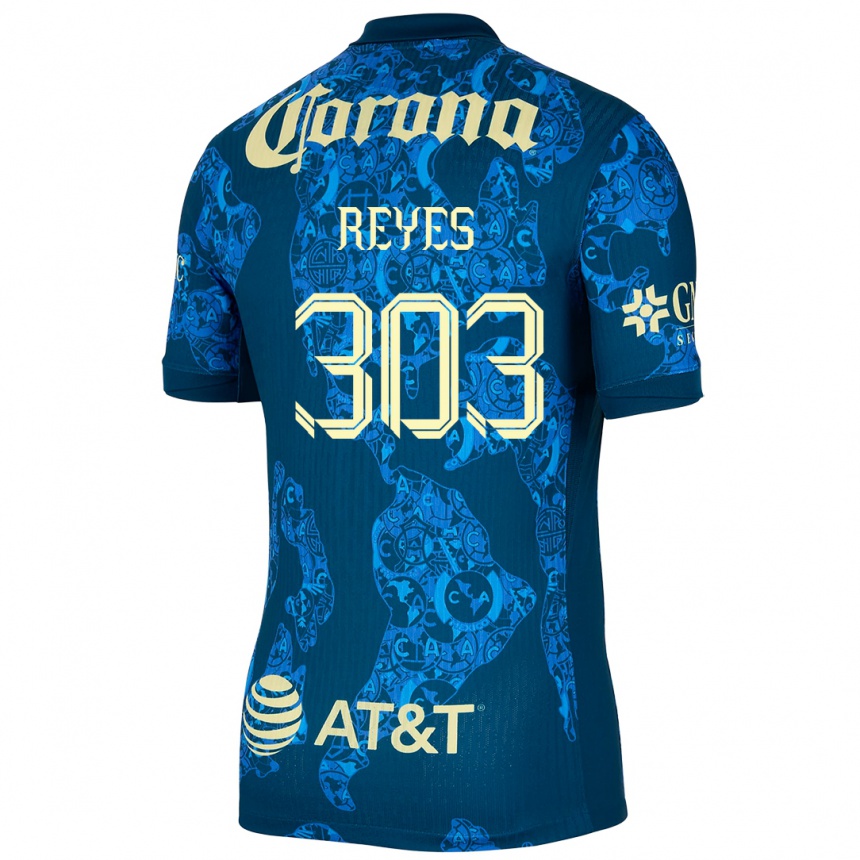 Niño Fútbol Camiseta Diego Reyes #303 Azul Amarillo 2ª Equipación 2024/25 Argentina