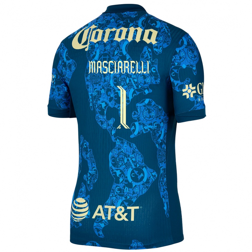 Niño Fútbol Camiseta Renata Masciarelli #1 Azul Amarillo 2ª Equipación 2024/25 Argentina