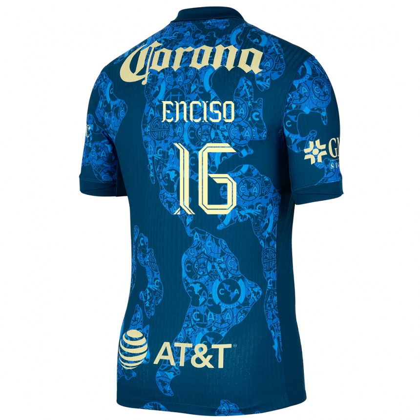 Niño Fútbol Camiseta Sabrina Enciso #16 Azul Amarillo 2ª Equipación 2024/25 Argentina