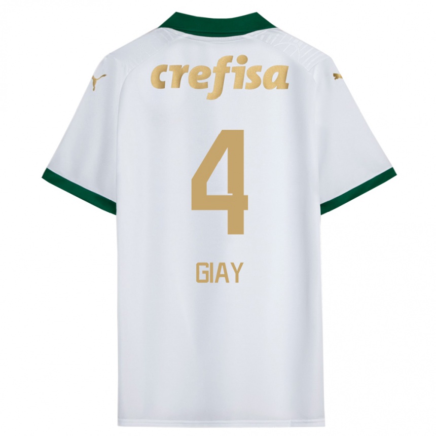 Niño Fútbol Camiseta Agustín Giay #4 Blanco Verde 2ª Equipación 2024/25 Argentina