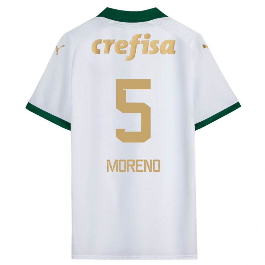 Niño Fútbol Camiseta Aníbal Moreno #5 Blanco Verde 2ª Equipación 2024/25 Argentina