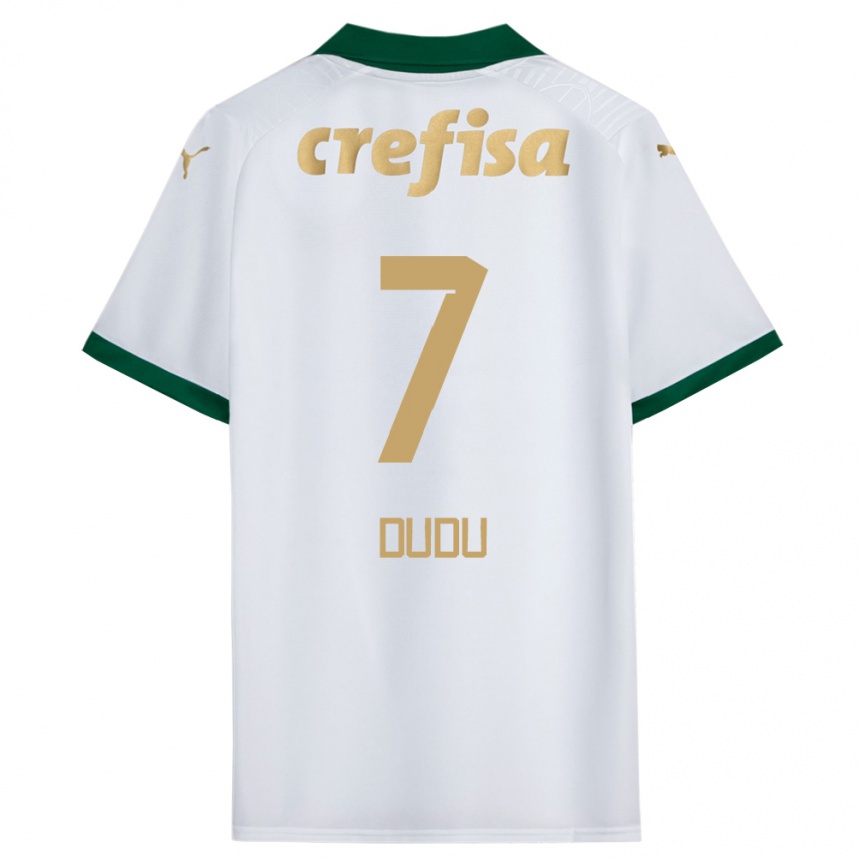 Niño Fútbol Camiseta Dudu #7 Blanco Verde 2ª Equipación 2024/25 Argentina