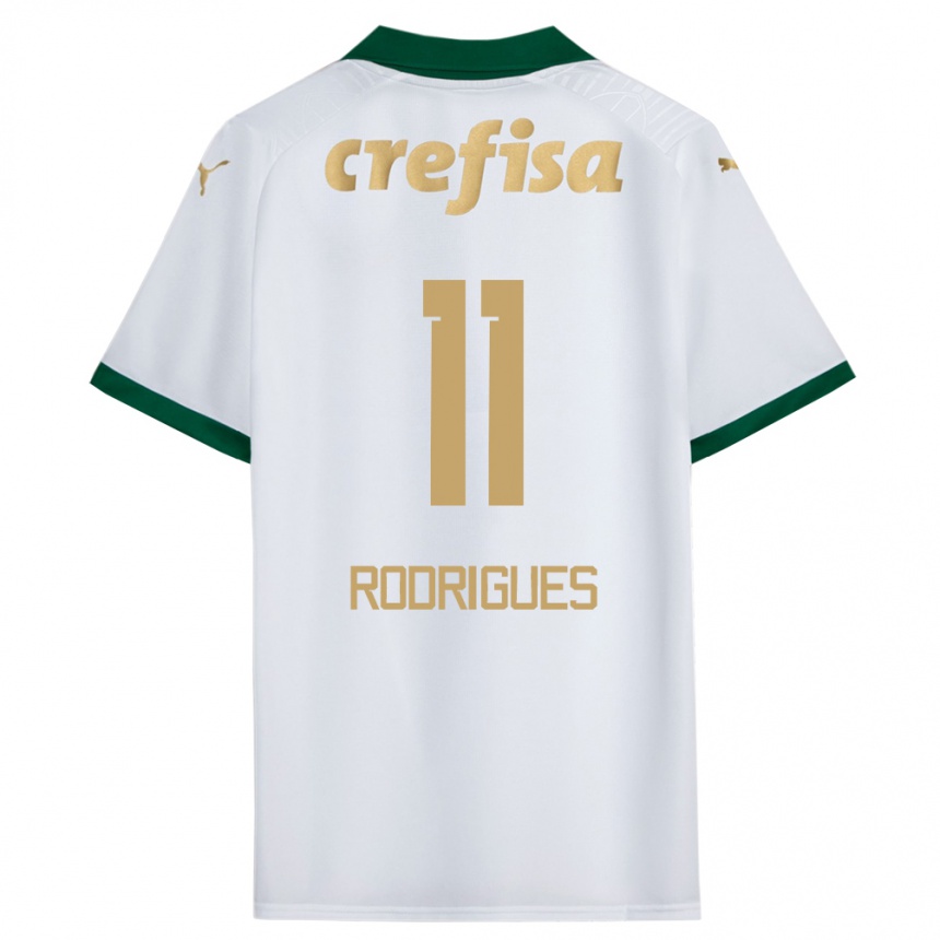 Niño Fútbol Camiseta Bruno Rodrigues #11 Blanco Verde 2ª Equipación 2024/25 Argentina