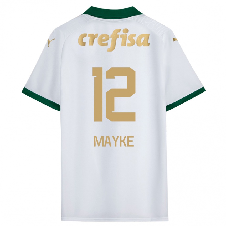 Niño Fútbol Camiseta Mayke #12 Blanco Verde 2ª Equipación 2024/25 Argentina