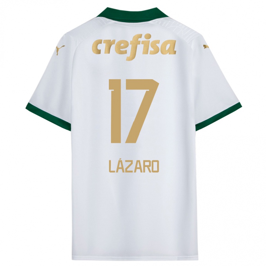 Niño Fútbol Camiseta Lázaro #17 Blanco Verde 2ª Equipación 2024/25 Argentina