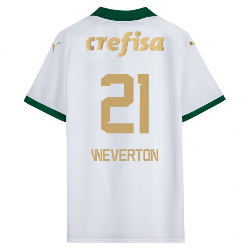 Niño Fútbol Camiseta Weverton #21 Blanco Verde 2ª Equipación 2024/25 Argentina