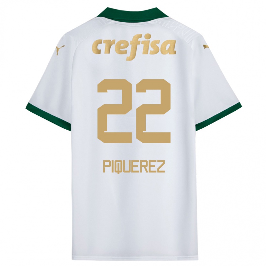 Niño Fútbol Camiseta Joaquín Piquerez #22 Blanco Verde 2ª Equipación 2024/25 Argentina