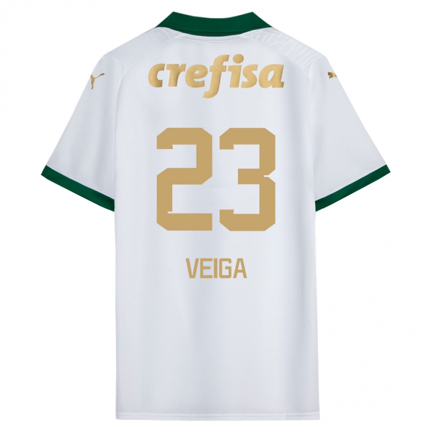 Niño Fútbol Camiseta Raphael Veiga #23 Blanco Verde 2ª Equipación 2024/25 Argentina