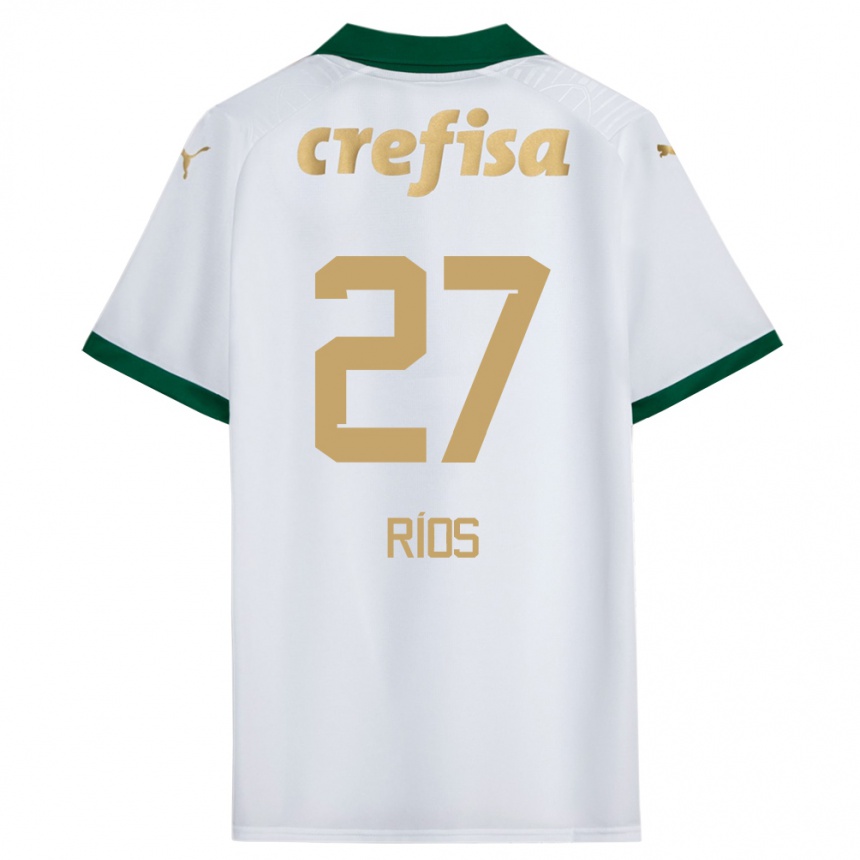 Niño Fútbol Camiseta Richard Ríos #27 Blanco Verde 2ª Equipación 2024/25 Argentina