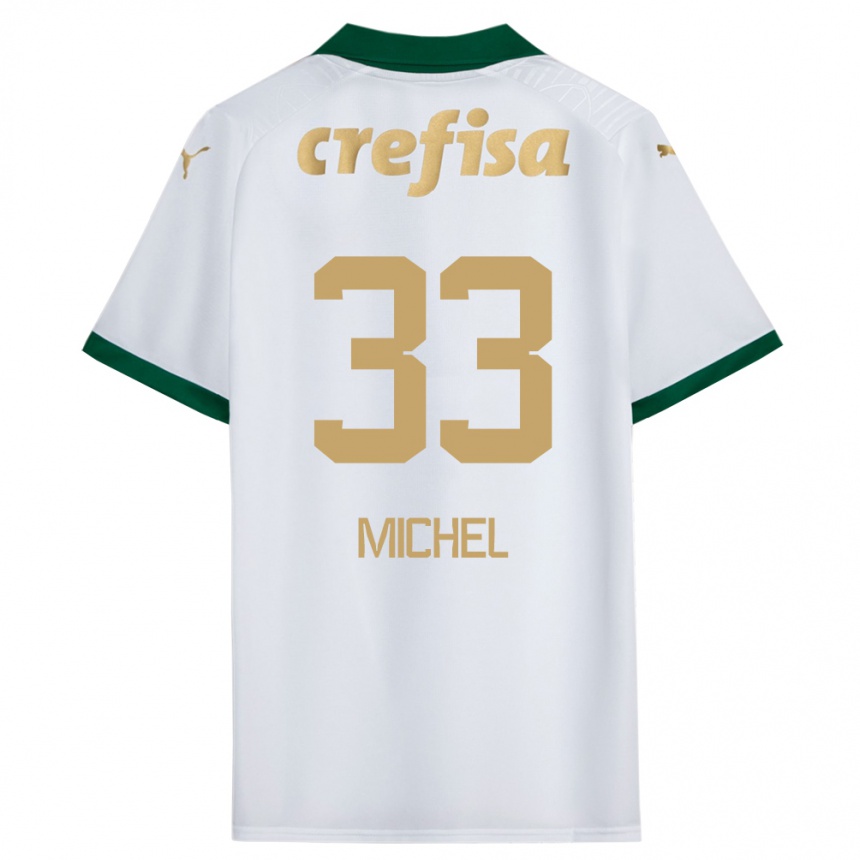 Niño Fútbol Camiseta Michel #33 Blanco Verde 2ª Equipación 2024/25 Argentina