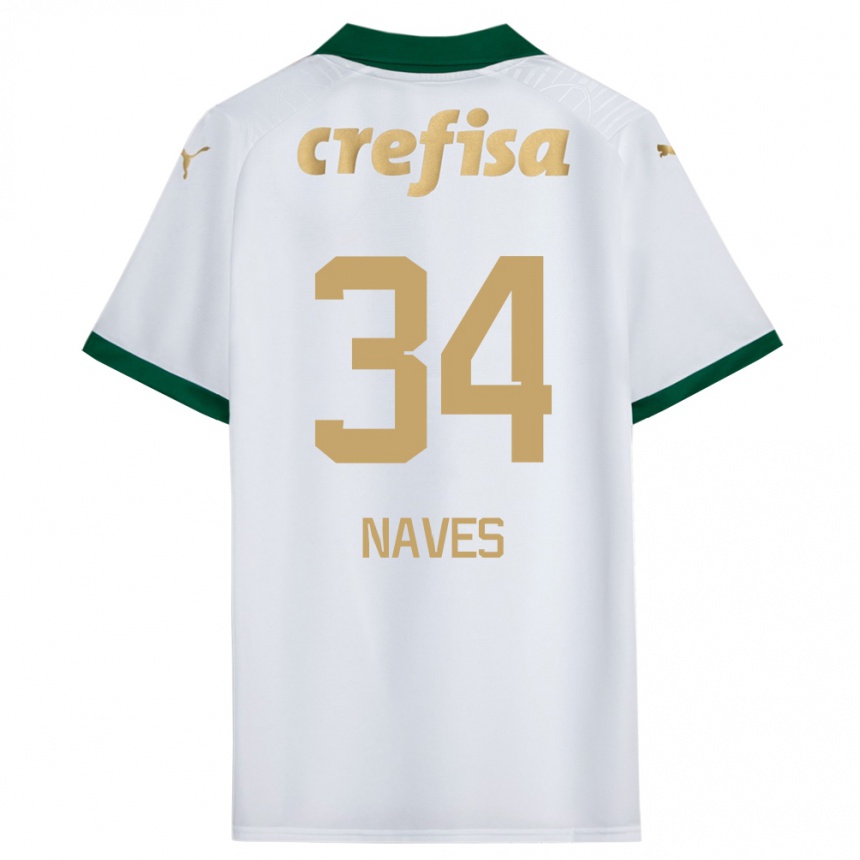 Niño Fútbol Camiseta Naves #34 Blanco Verde 2ª Equipación 2024/25 Argentina