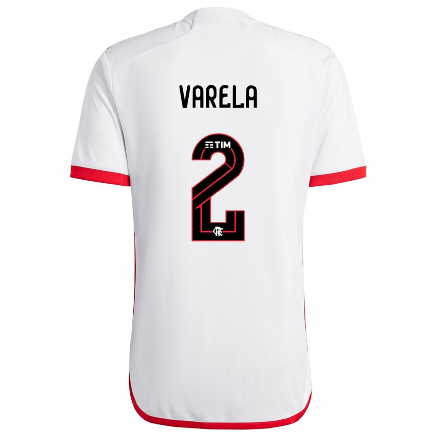 Niño Fútbol Camiseta Guillermo Varela #2 Blanco Rojo 2ª Equipación 2024/25 Argentina