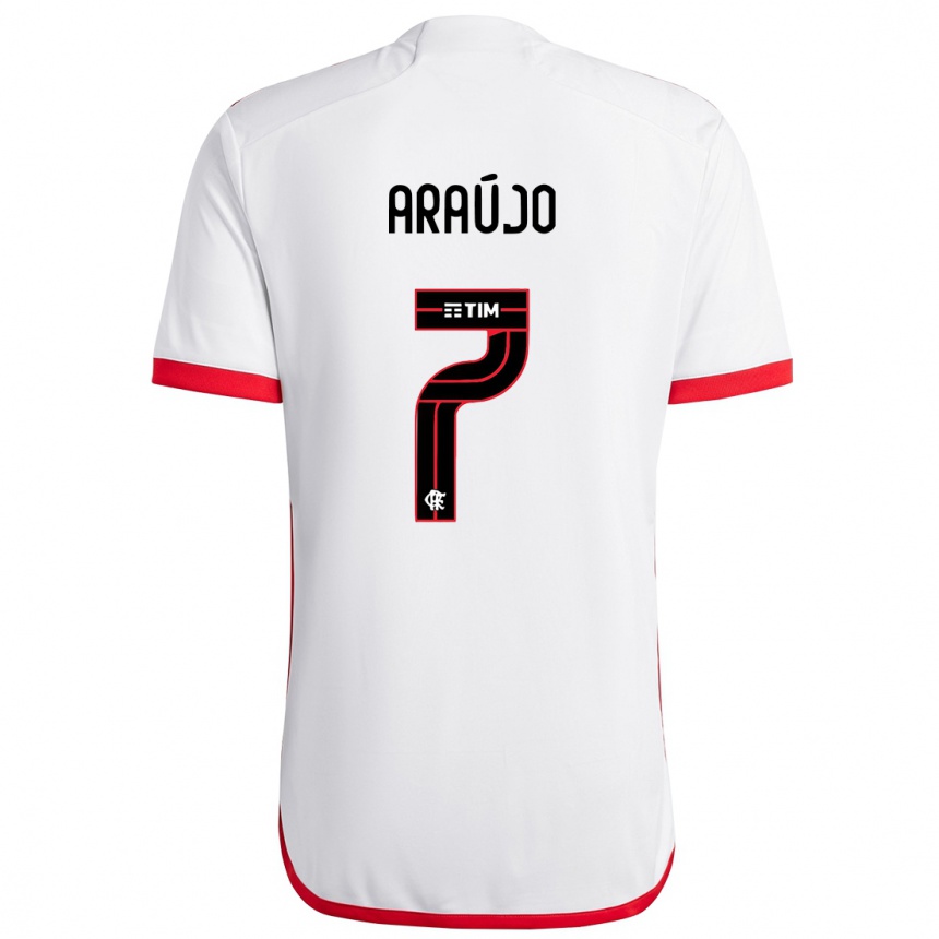 Niño Fútbol Camiseta Luiz Araújo #7 Blanco Rojo 2ª Equipación 2024/25 Argentina