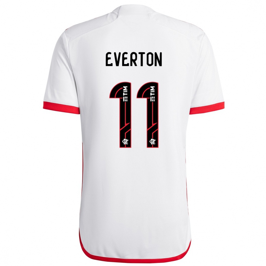 Niño Fútbol Camiseta Everton #11 Blanco Rojo 2ª Equipación 2024/25 Argentina