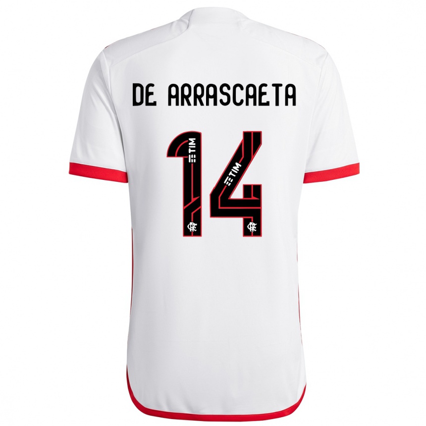 Niño Fútbol Camiseta Giorgian De Arrascaeta #14 Blanco Rojo 2ª Equipación 2024/25 Argentina