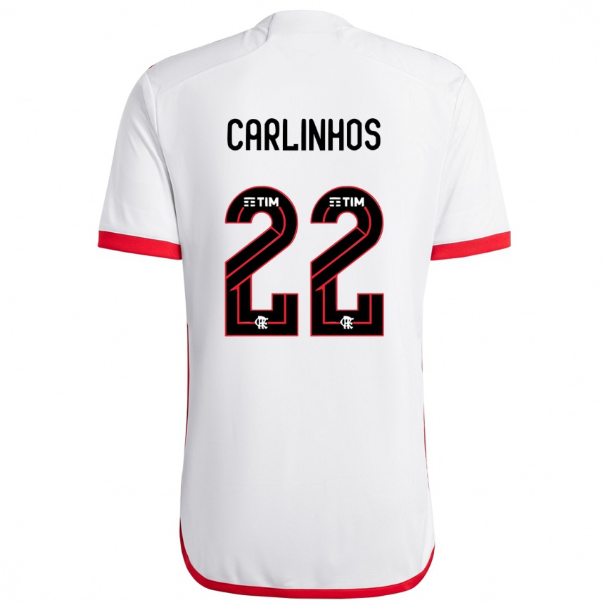 Niño Fútbol Camiseta Carlinhos #22 Blanco Rojo 2ª Equipación 2024/25 Argentina