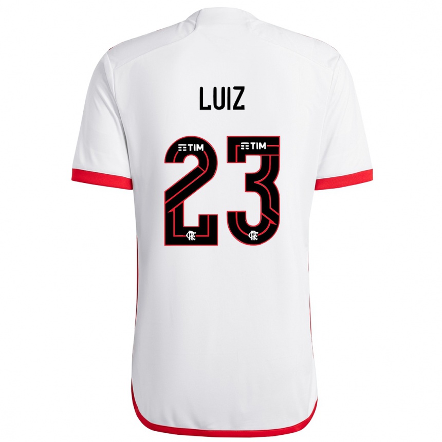 Niño Fútbol Camiseta David Luiz #23 Blanco Rojo 2ª Equipación 2024/25 Argentina