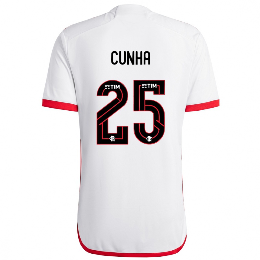 Niño Fútbol Camiseta Matheus Cunha #25 Blanco Rojo 2ª Equipación 2024/25 Argentina