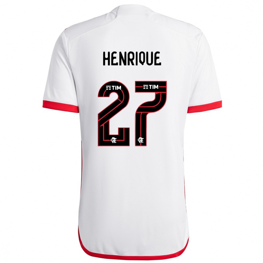 Niño Fútbol Camiseta Bruno Henrique #27 Blanco Rojo 2ª Equipación 2024/25 Argentina