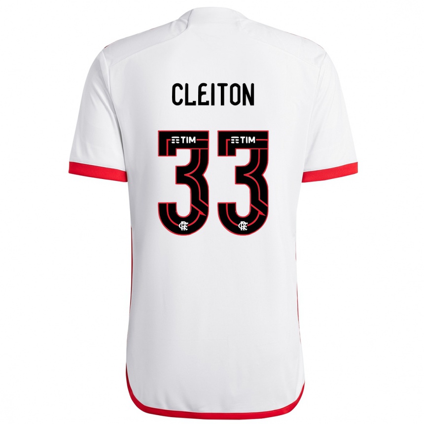 Niño Fútbol Camiseta Cleiton #33 Blanco Rojo 2ª Equipación 2024/25 Argentina