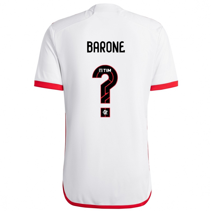 Niño Fútbol Camiseta Caio Barone #0 Blanco Rojo 2ª Equipación 2024/25 Argentina