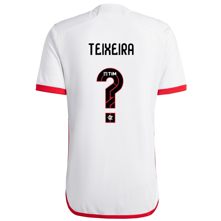 Niño Fútbol Camiseta Guilherme Teixeira #0 Blanco Rojo 2ª Equipación 2024/25 Argentina