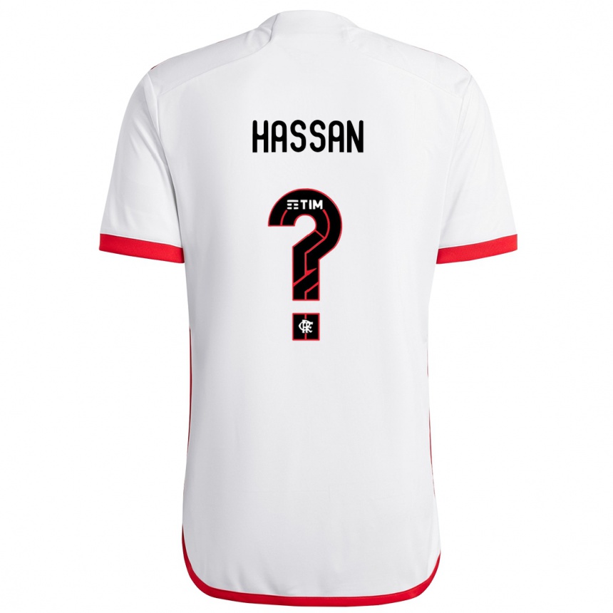 Niño Fútbol Camiseta Haruna Hassan #0 Blanco Rojo 2ª Equipación 2024/25 Argentina