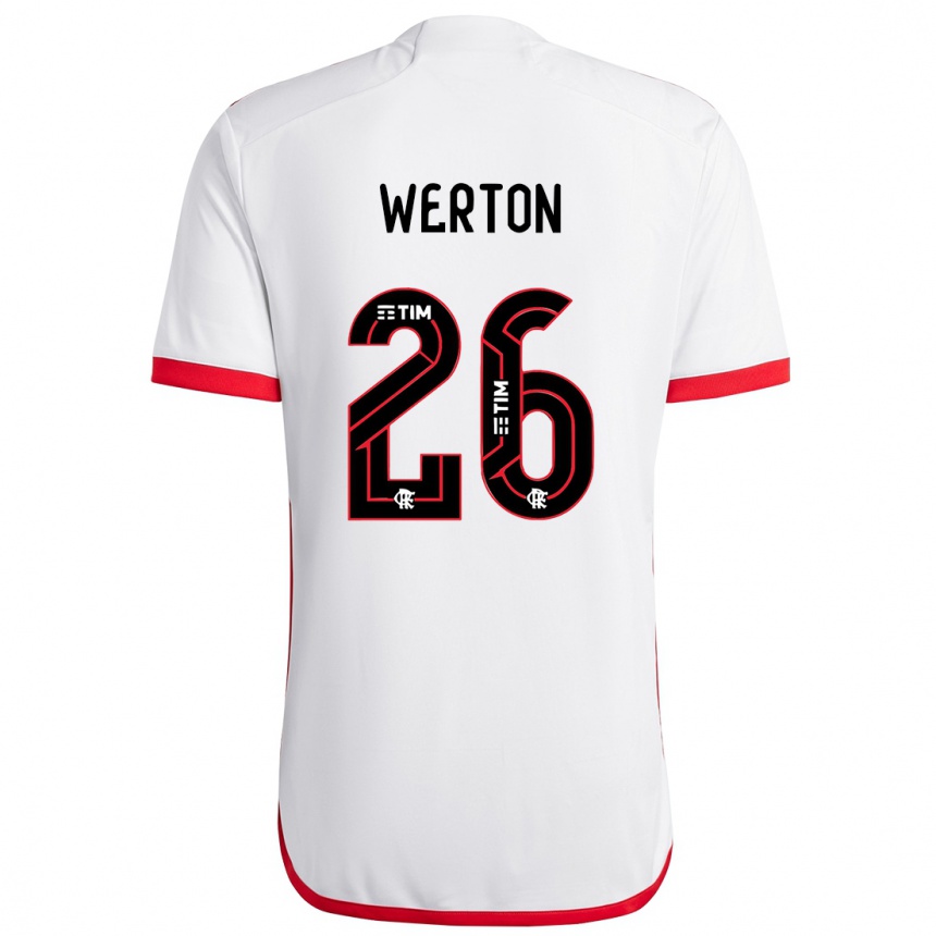 Niño Fútbol Camiseta Werton #26 Blanco Rojo 2ª Equipación 2024/25 Argentina