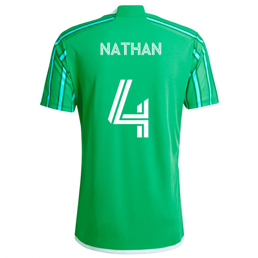 Hombre Fútbol Camiseta Nathan #4 Verde Blanco 1ª Equipación 2024/25 Argentina