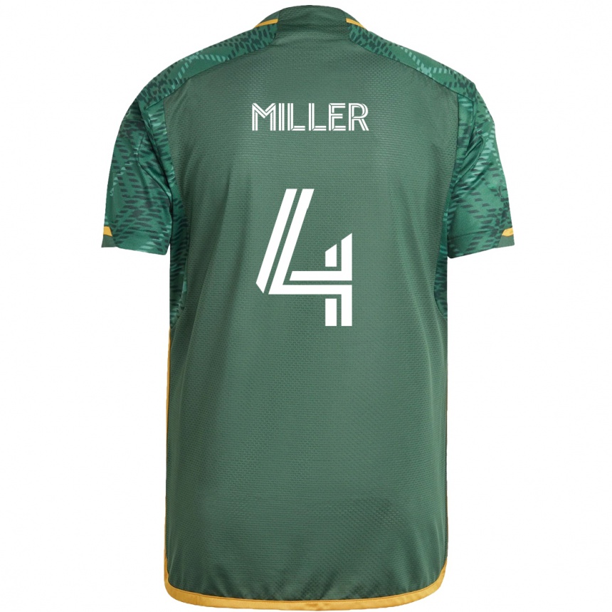 Hombre Fútbol Camiseta Kamal Miller #4 Verde Naranja 1ª Equipación 2024/25 Argentina