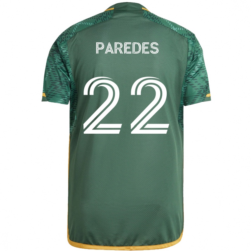 Hombre Fútbol Camiseta Cristhian Paredes #22 Verde Naranja 1ª Equipación 2024/25 Argentina