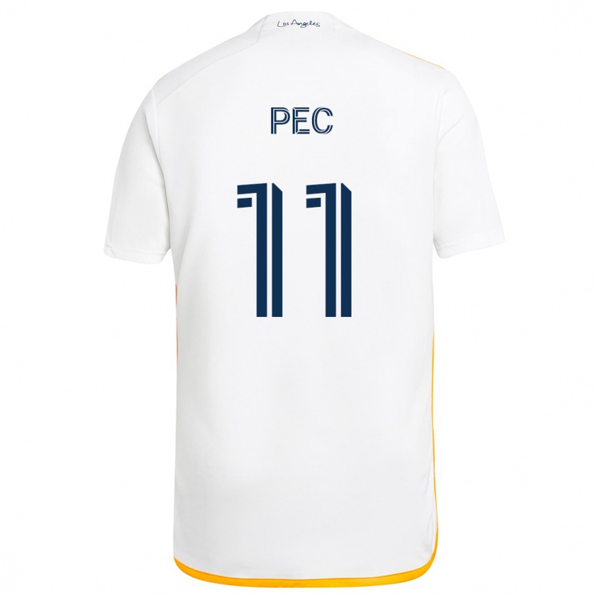 Hombre Fútbol Camiseta Gabriel Pec #11 Blanco Amarillo 1ª Equipación 2024/25 Argentina