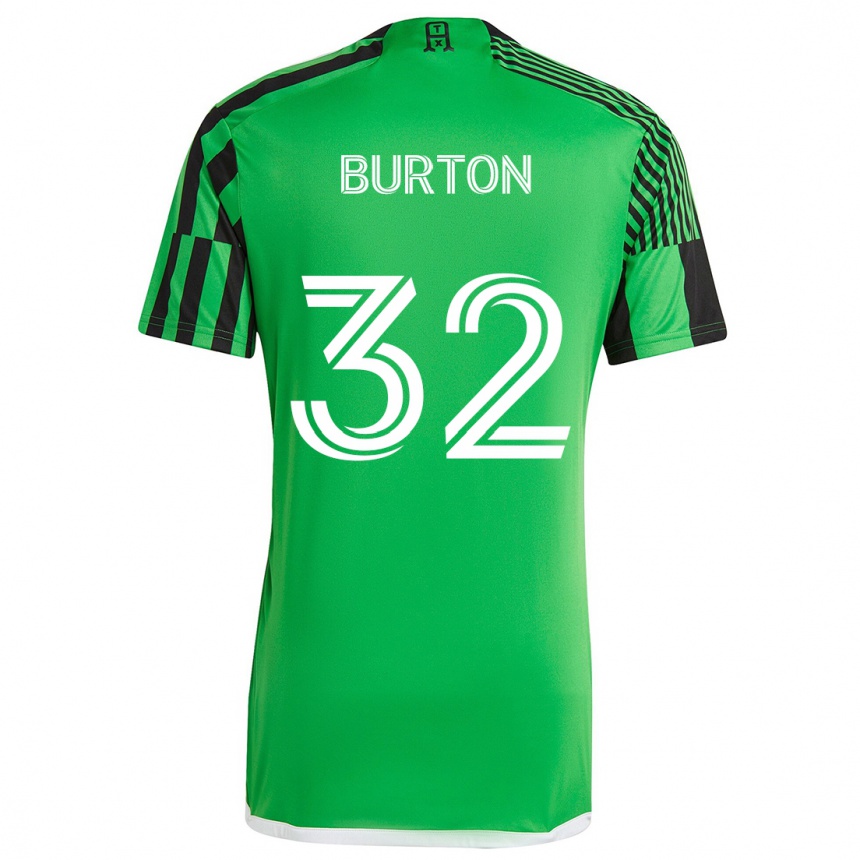 Hombre Fútbol Camiseta Micah Burton #32 Verde Negro 1ª Equipación 2024/25 Argentina