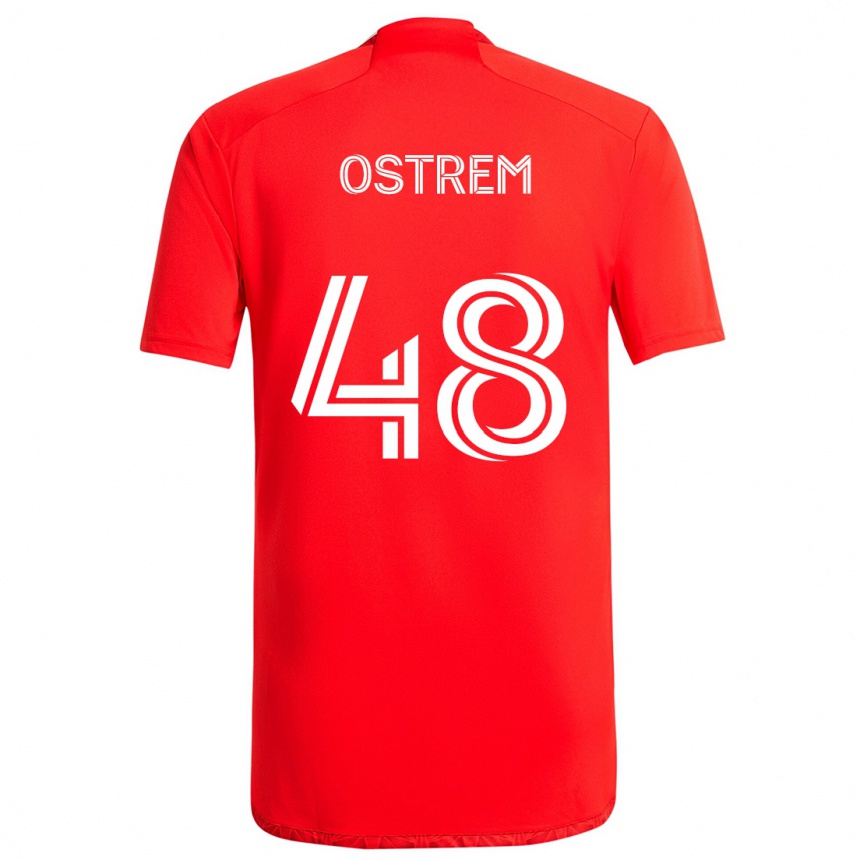 Hombre Fútbol Camiseta Charlie Ostrem #48 Rojo Blanco 1ª Equipación 2024/25 Argentina