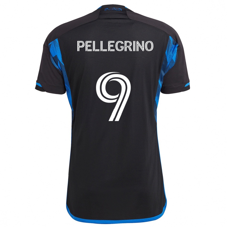 Hombre Fútbol Camiseta Amahl Pellegrino #9 Azul Negro 1ª Equipación 2024/25 Argentina